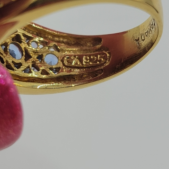 Vintage Sterling silver Vermil C^A Canada Aquamarine Lattice Filigree Ring - Picture 12 of 14